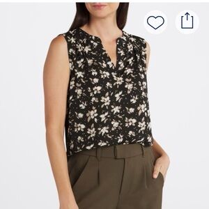 Elegant Black Floral Sleeveless Blouse